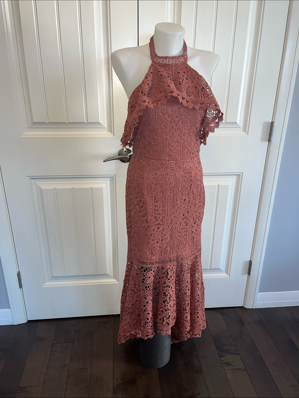 Twosisters Lace High-Low Skirt in Dusty Pink S